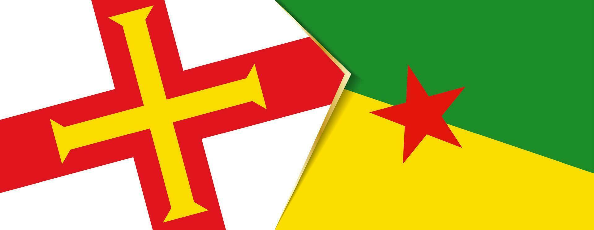 maglione e francese Guiana bandiere, Due vettore bandiere.