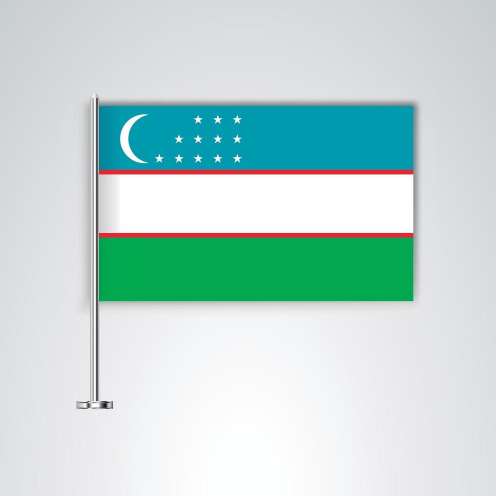 bandiera dell'uzbekistan con bastoncino di metallo vettore