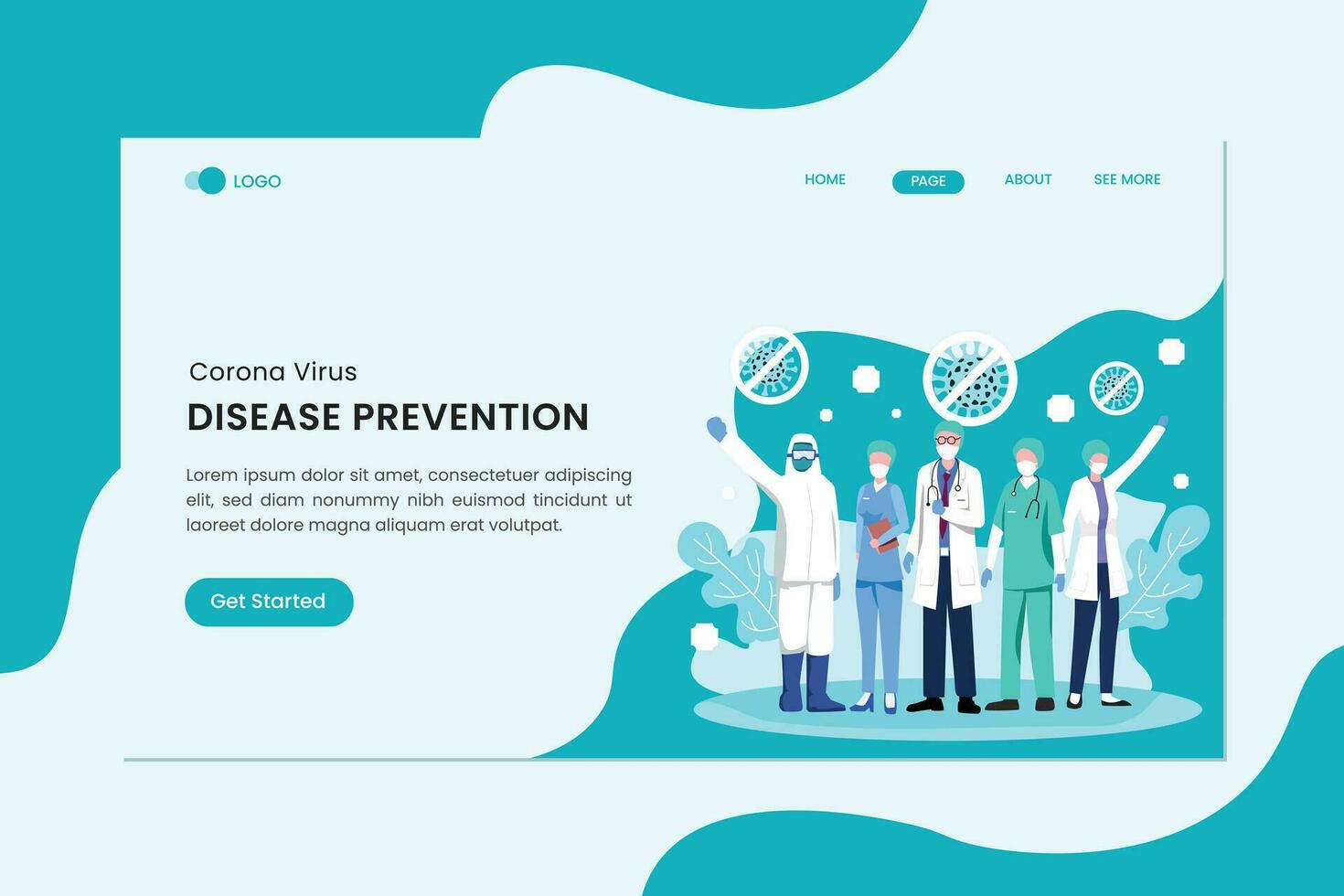 coronavirus malattia piatto concetto atterraggio pagina modello vettore