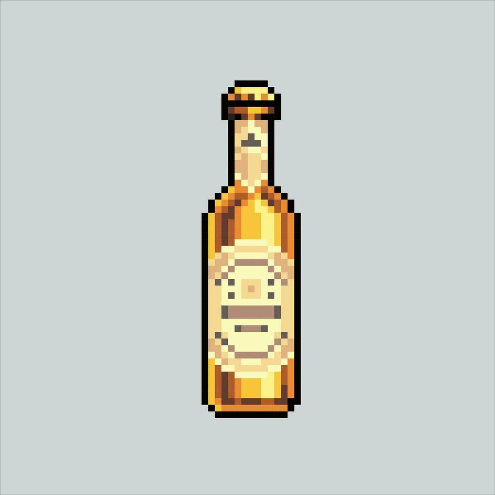 pixel arte illustrazione birra bottiglia. pixelated birra. birra bottiglia icona pixelated per il pixel arte gioco e icona per sito web e video gioco. vecchio scuola retrò. vettore