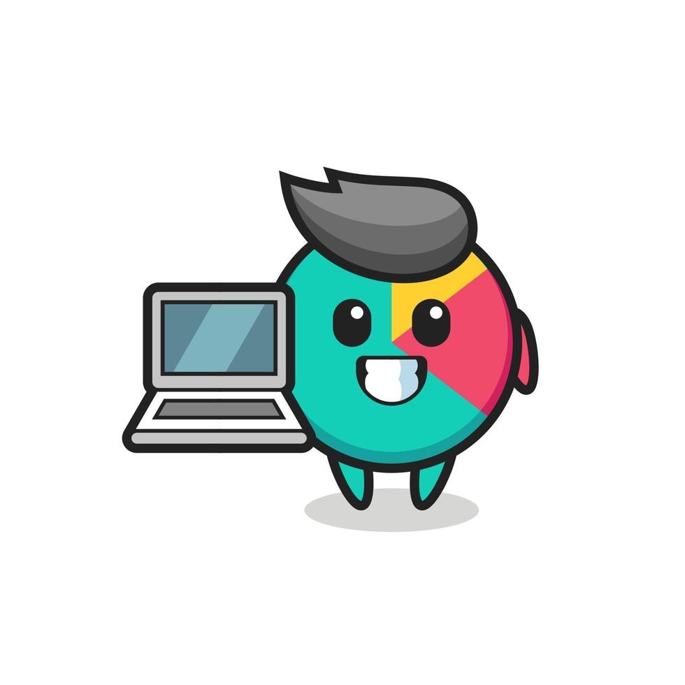 mascotte illustrazione del grafico con un laptop vettore