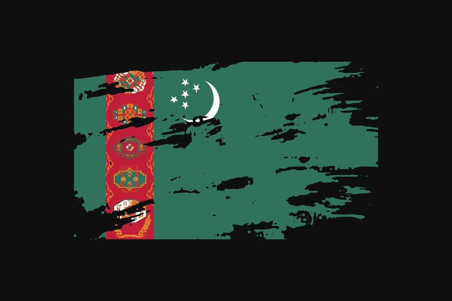bandiera stile grunge del turkmenistan. illustrazione vettoriale. vettore
