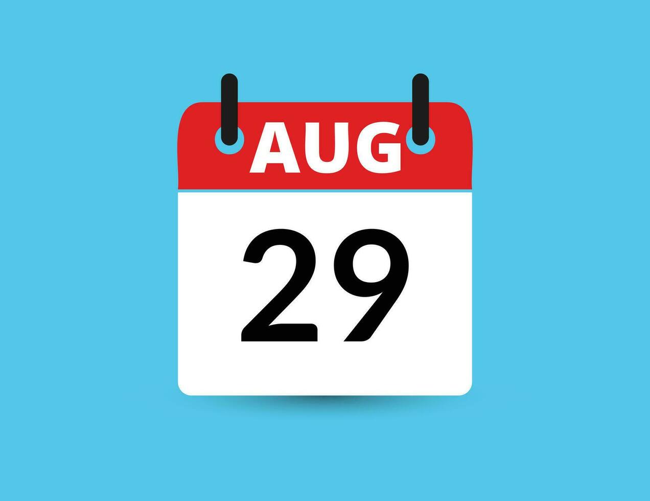 agosto 29. piatto icona calendario isolato su blu sfondo. Data e mese vettore illustrazione