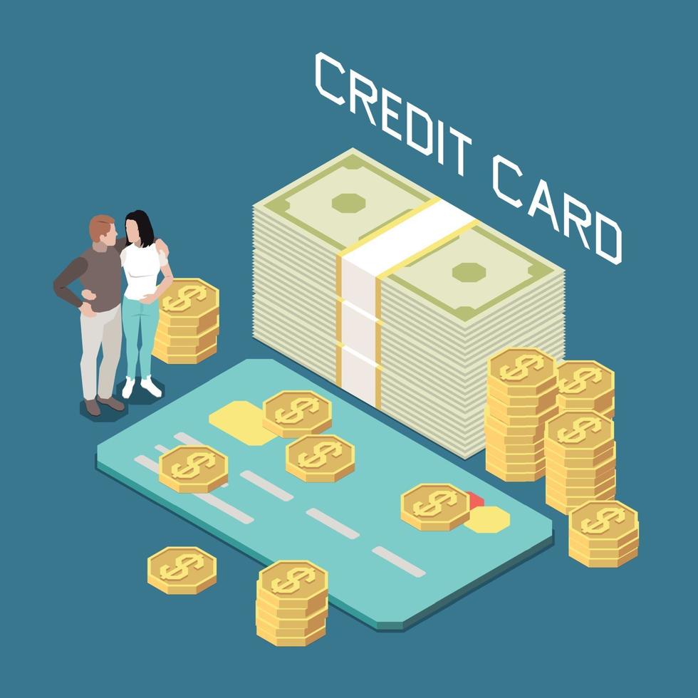 composizione isometrica prestito carta di credito vettore