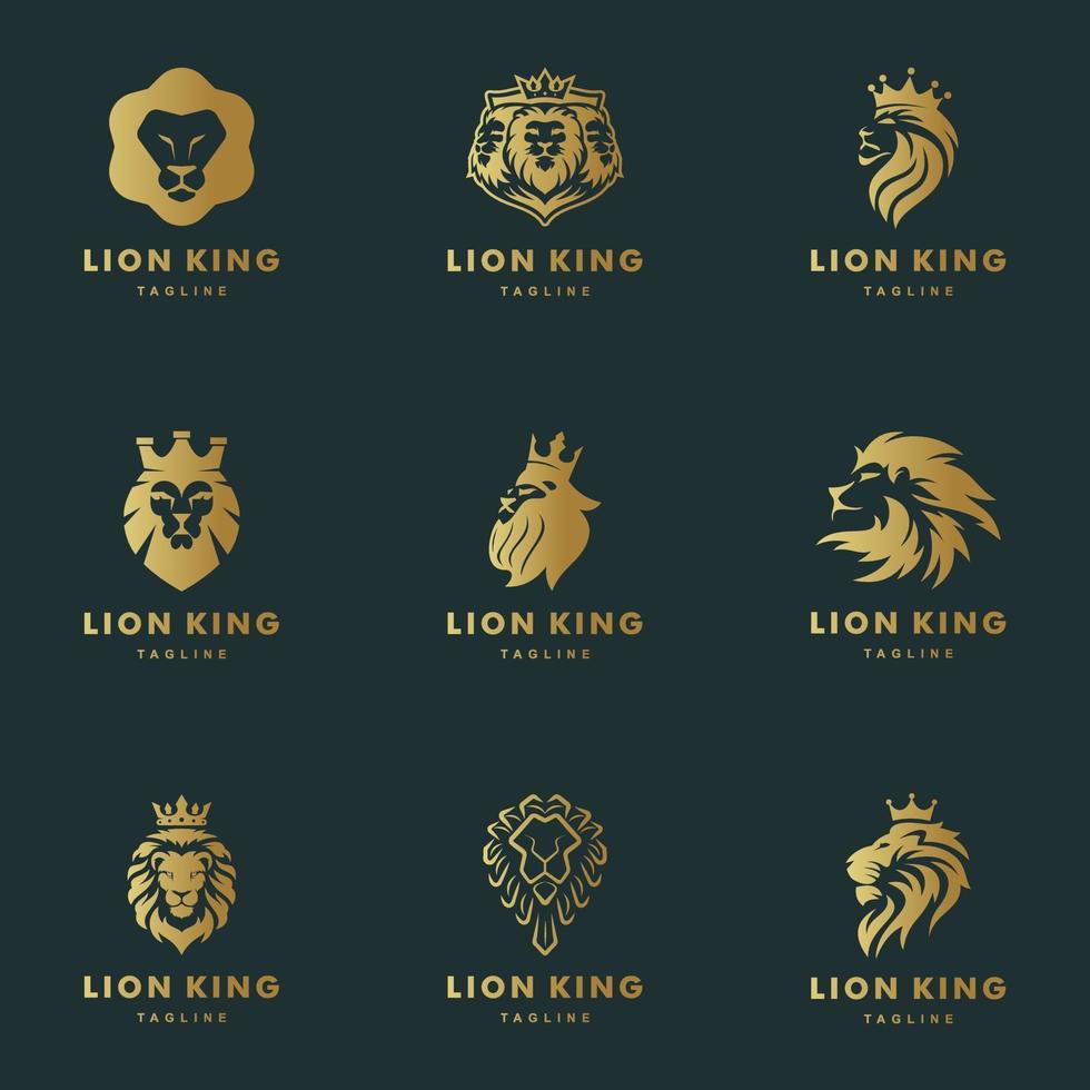 testa di leone mascotte leone logo set vettore icona illustrazione design