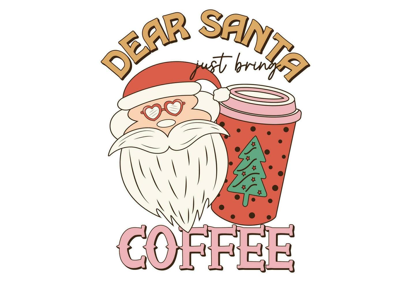 Natale, retrò Natale Citazione, Santa claus, allegro Natale, Natale caffè vettore