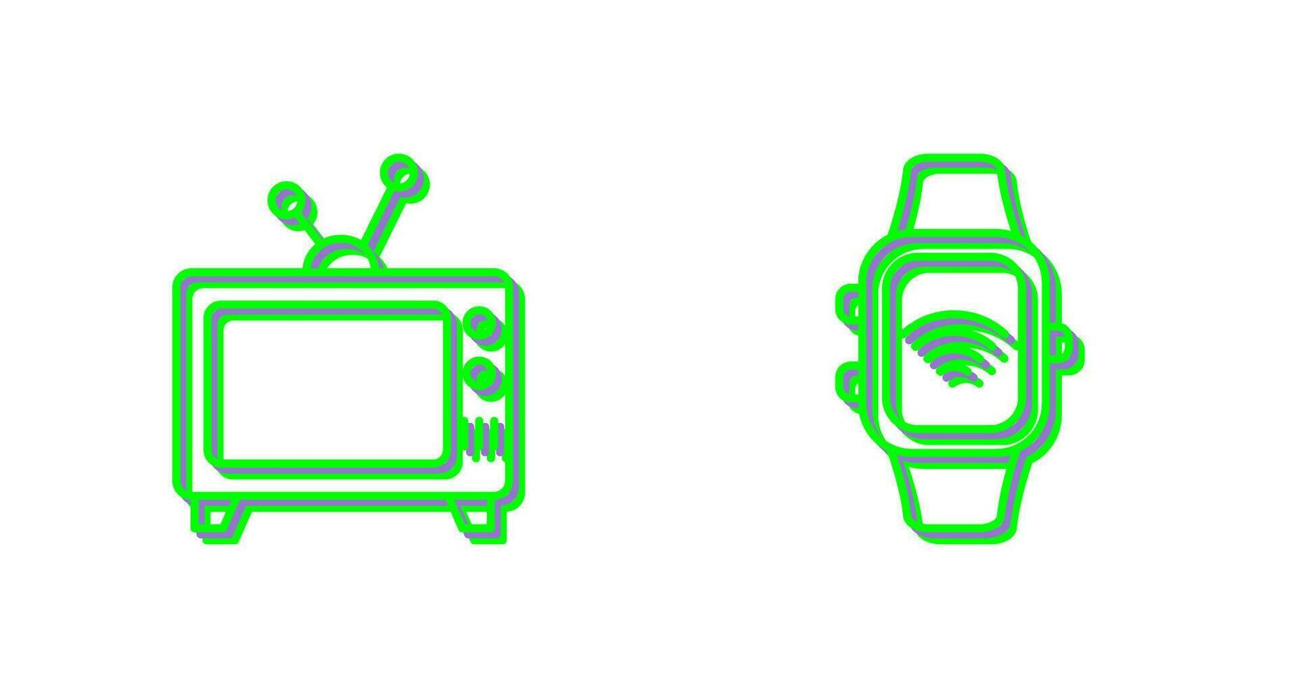 televisione e inteligente orologio icona vettore