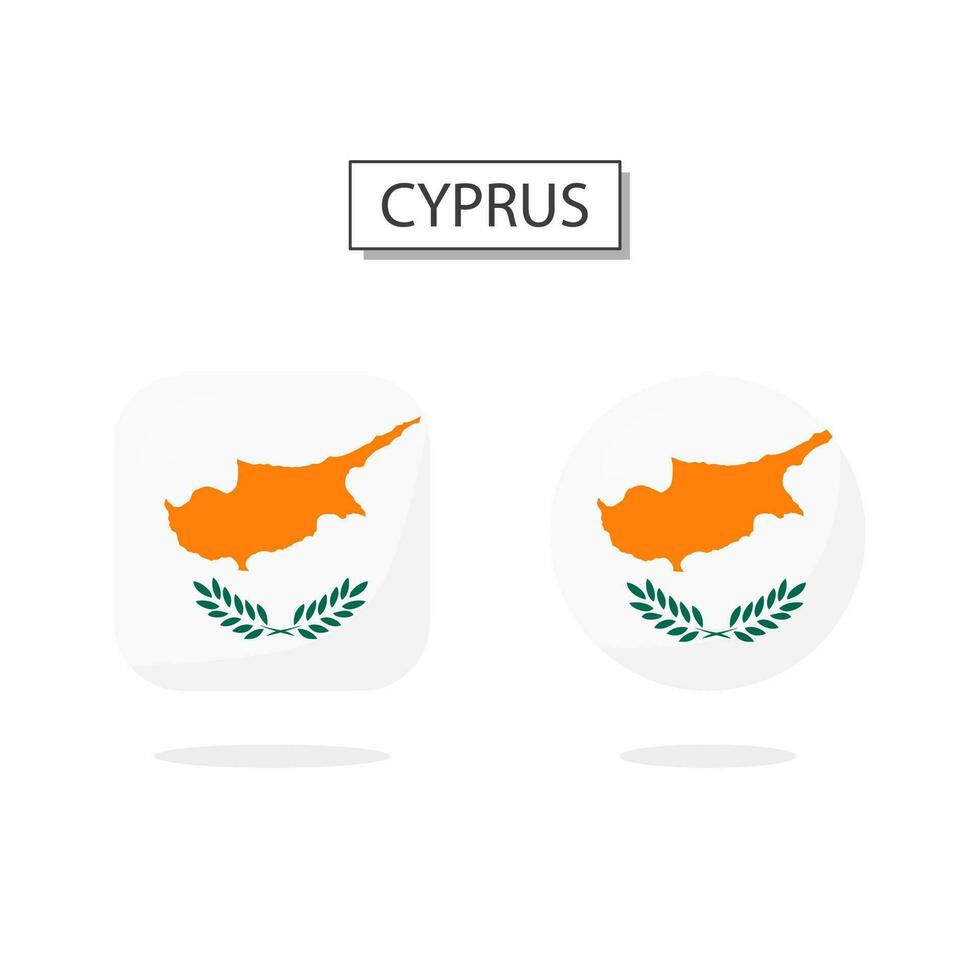 bandiera di Cipro 2 forme icona 3d cartone animato stile. vettore