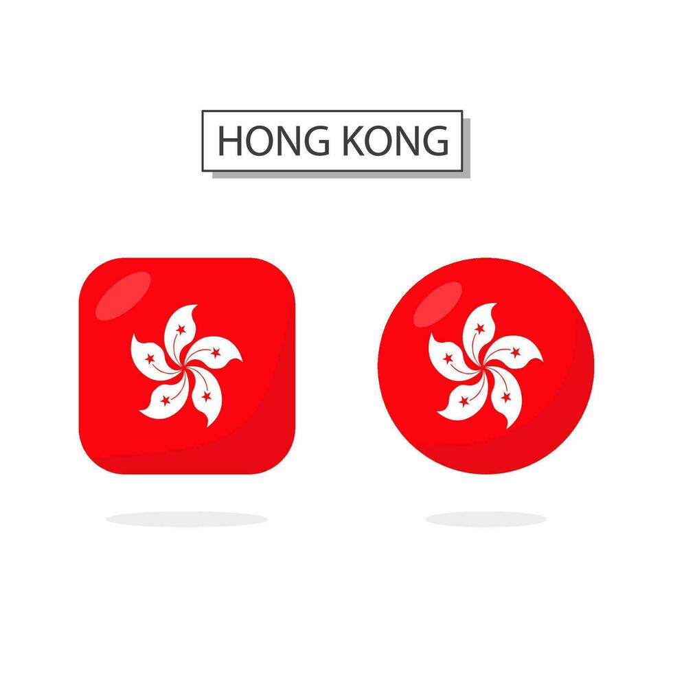 bandiera di hong kong 2 forme icona 3d cartone animato stile. vettore