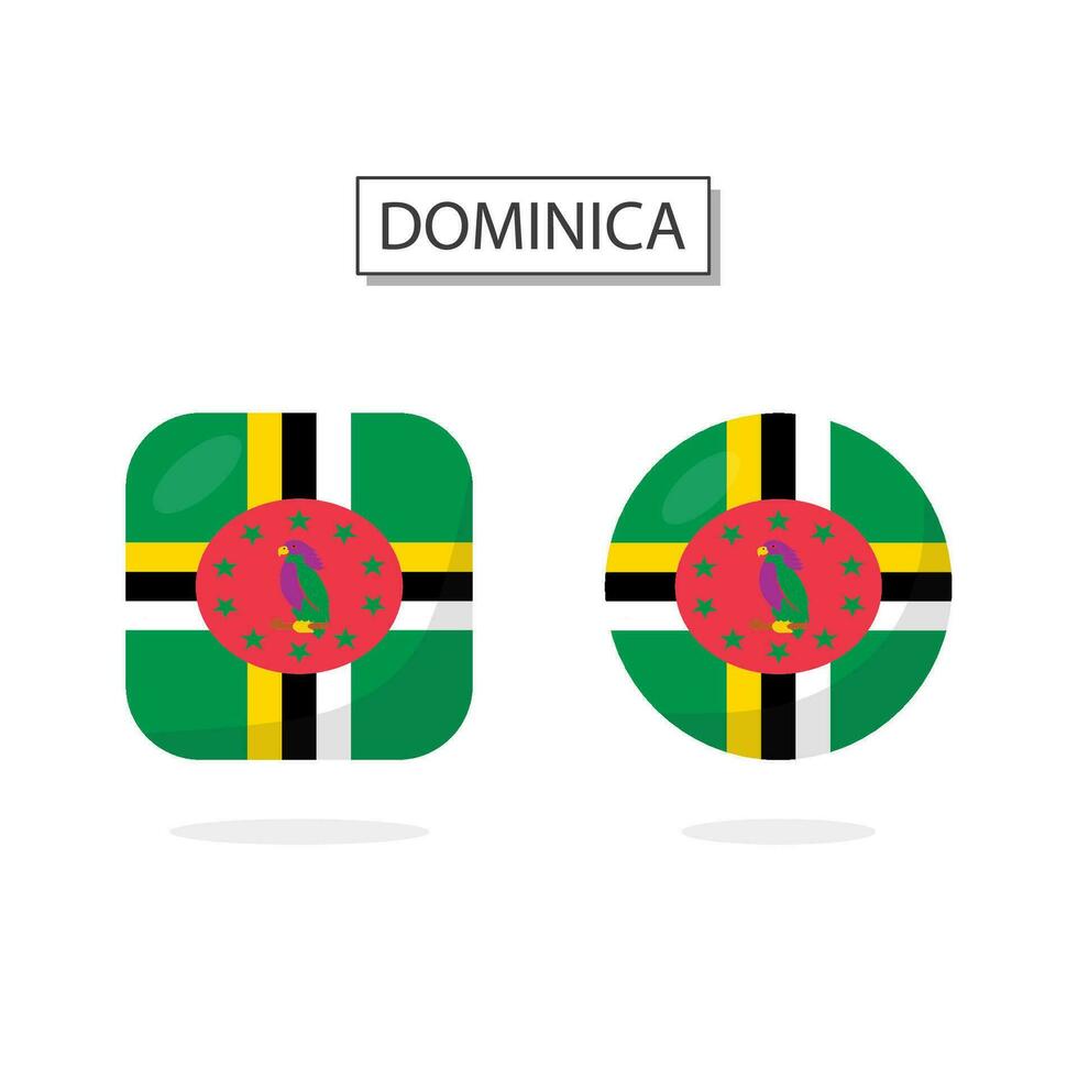 bandiera di dominica 2 forme icona 3d cartone animato stile. vettore