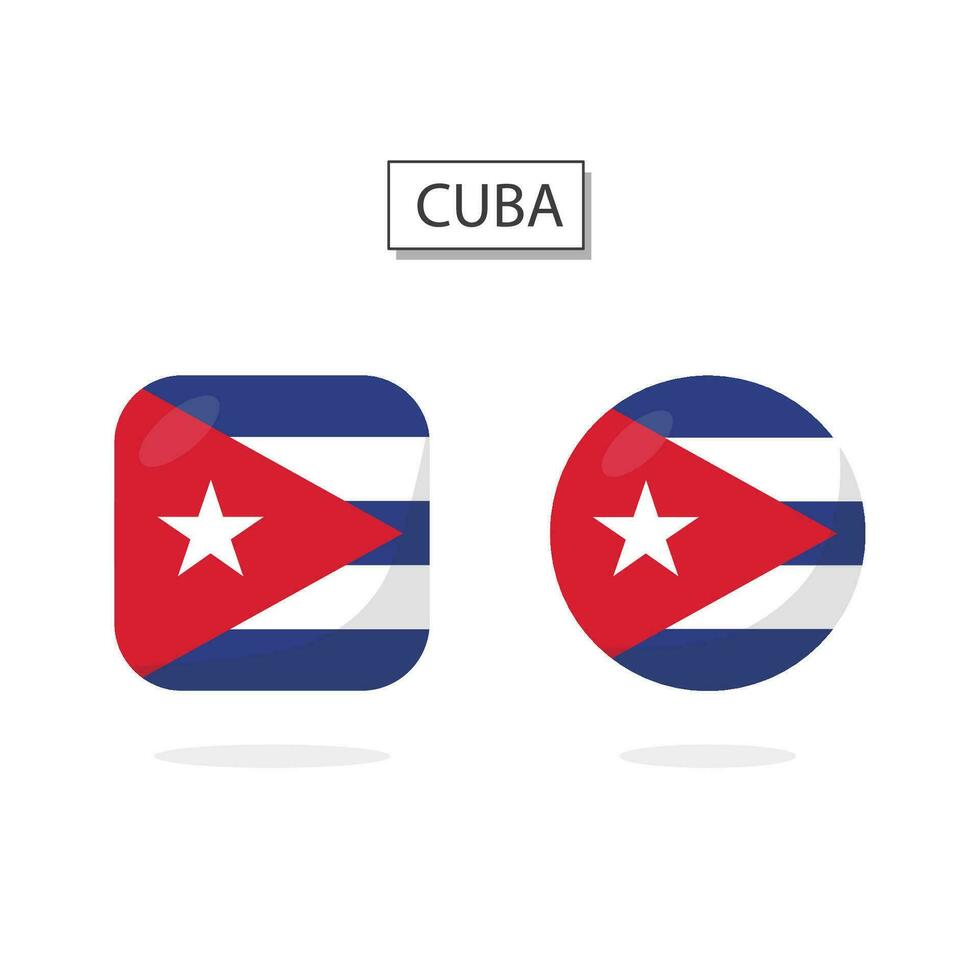 bandiera di Cuba 2 forme icona 3d cartone animato stile. vettore