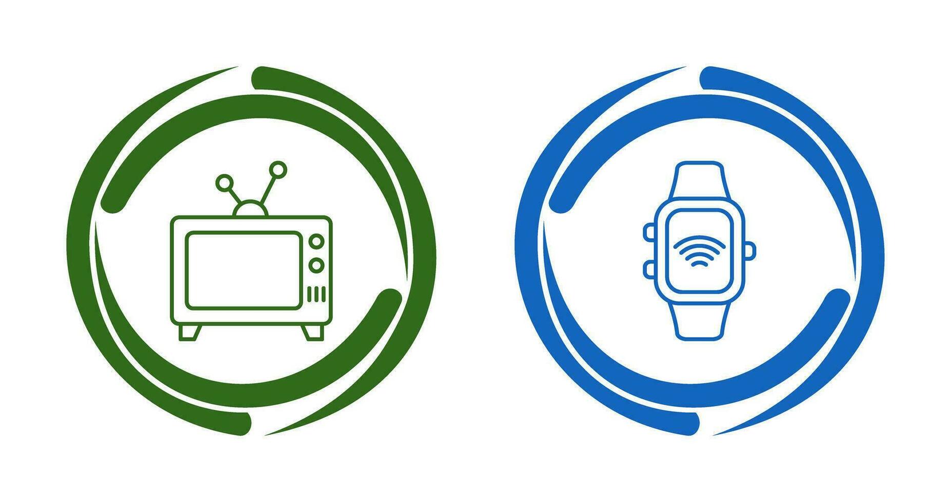 televisione e inteligente orologio icona vettore