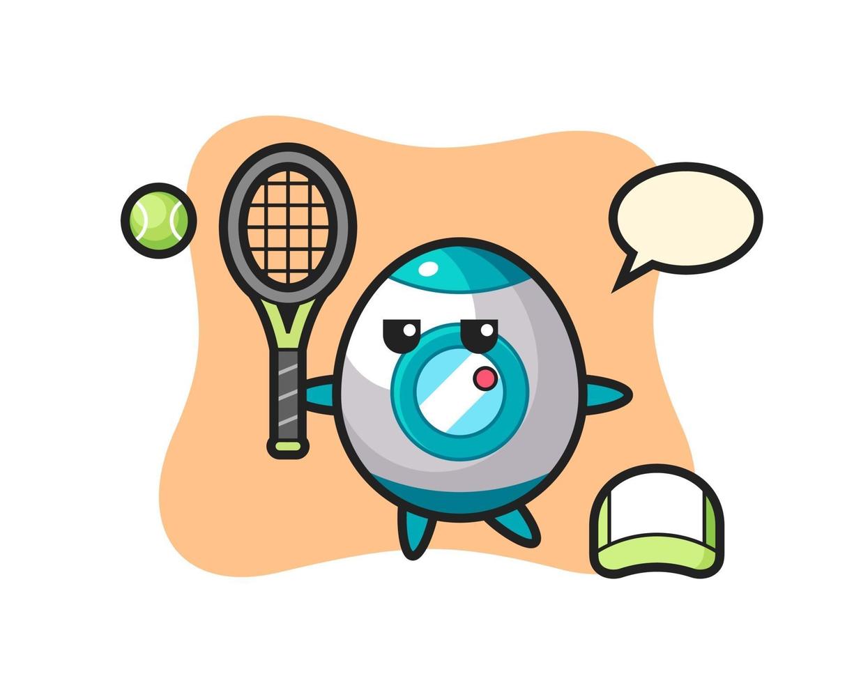 personaggio dei cartoni animati di razzo come giocatore di tennis vettore