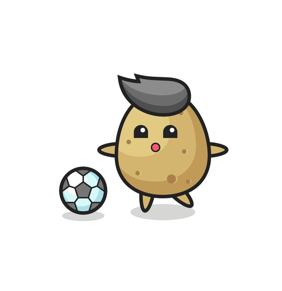 l'illustrazione del fumetto della patata sta giocando a calcio vettore