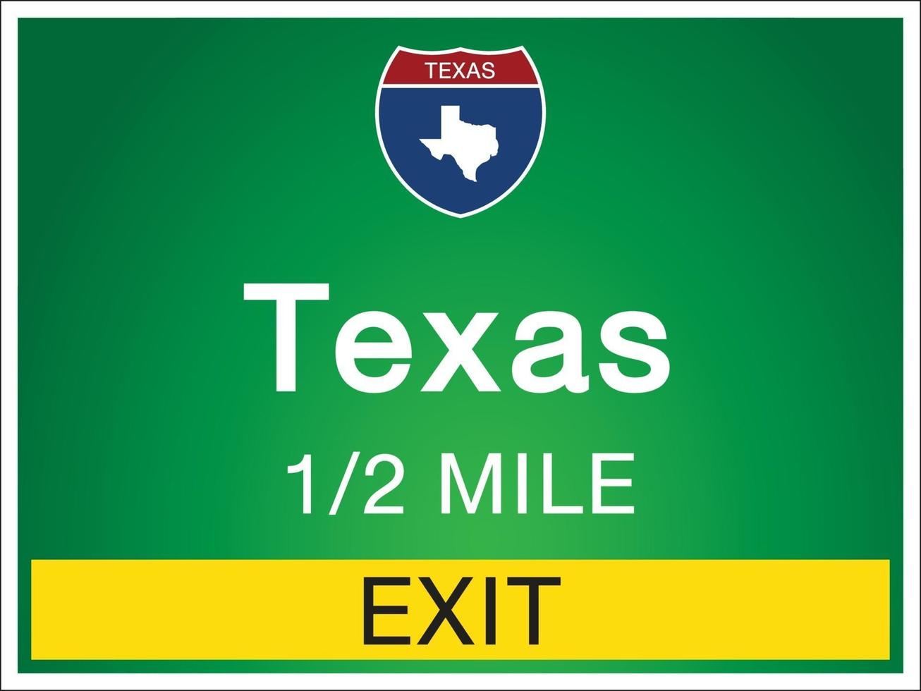 cartelli autostradali prima dell'uscita per il texas degli stati uniti vettore
