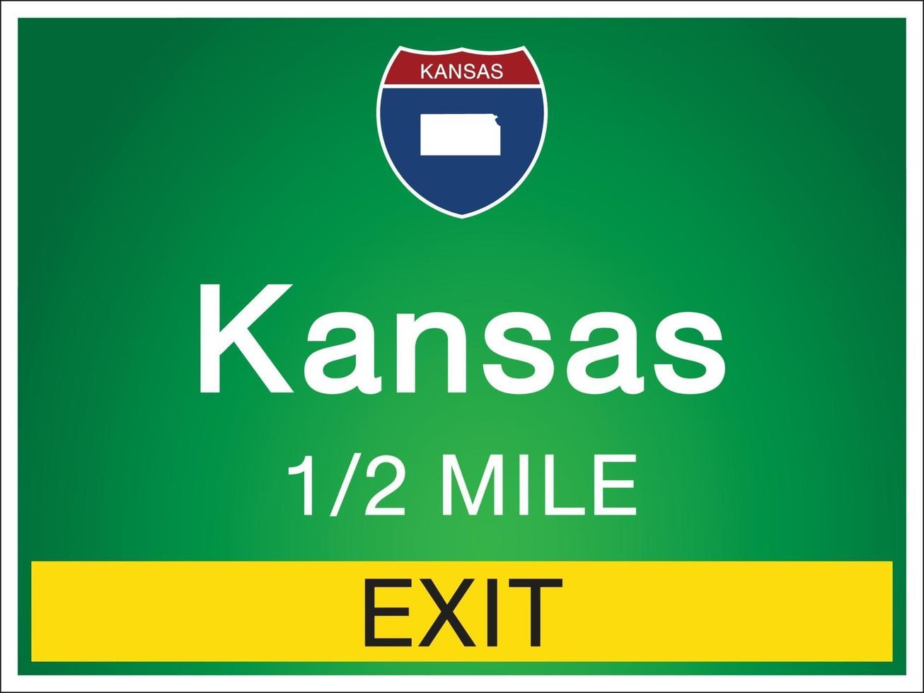 segnaletica sull'autostrada in informazioni e mappe dello stato del kansas vettore