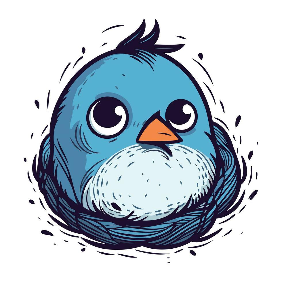 carino blu uccello nel il nido. vettore illustrazione per il tuo design