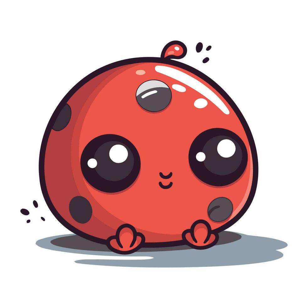 carino coccinella cartone animato personaggio isolato su bianca sfondo. vettore illustrazione.