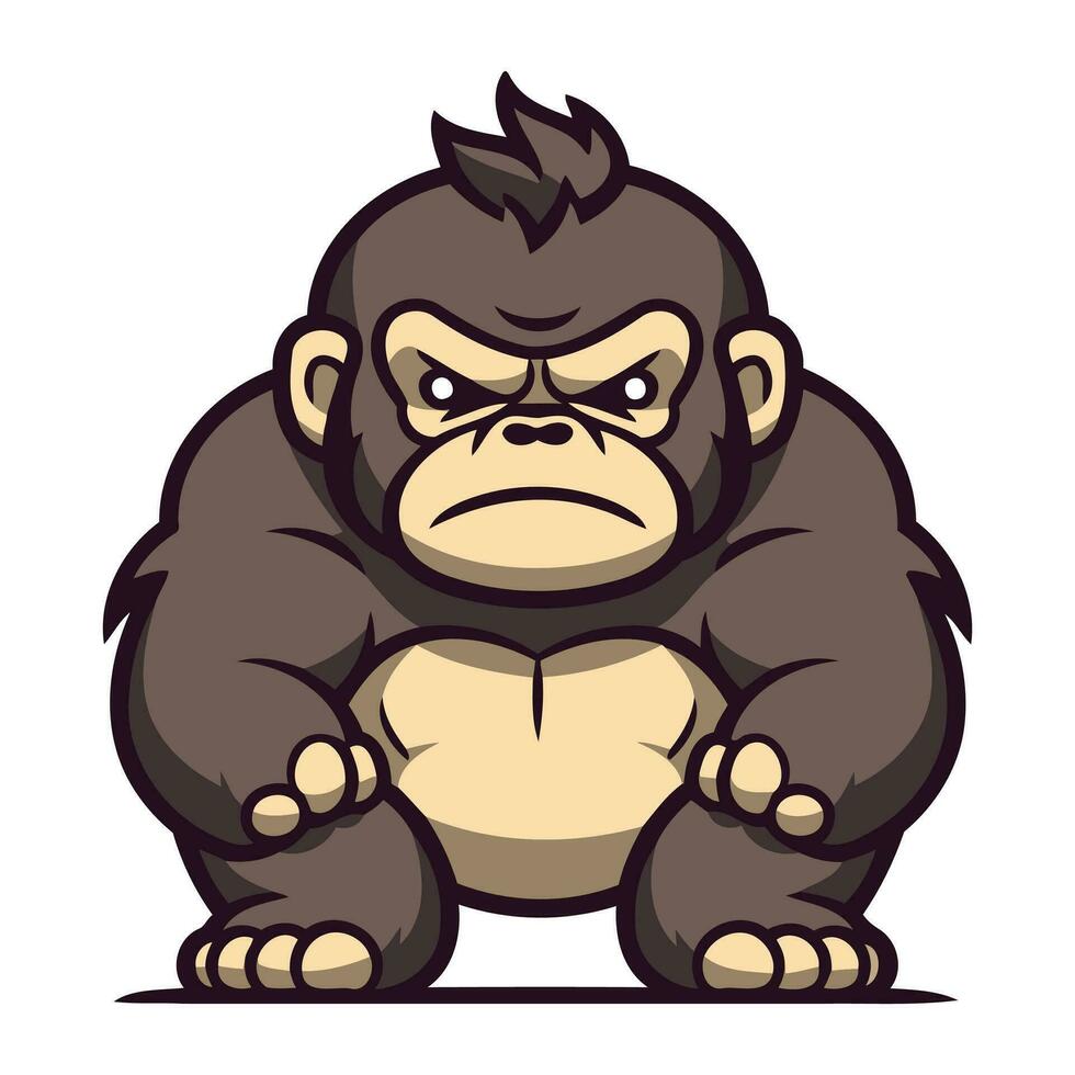 arrabbiato gorilla cartone animato vettore illustrazione. isolato su bianca sfondo