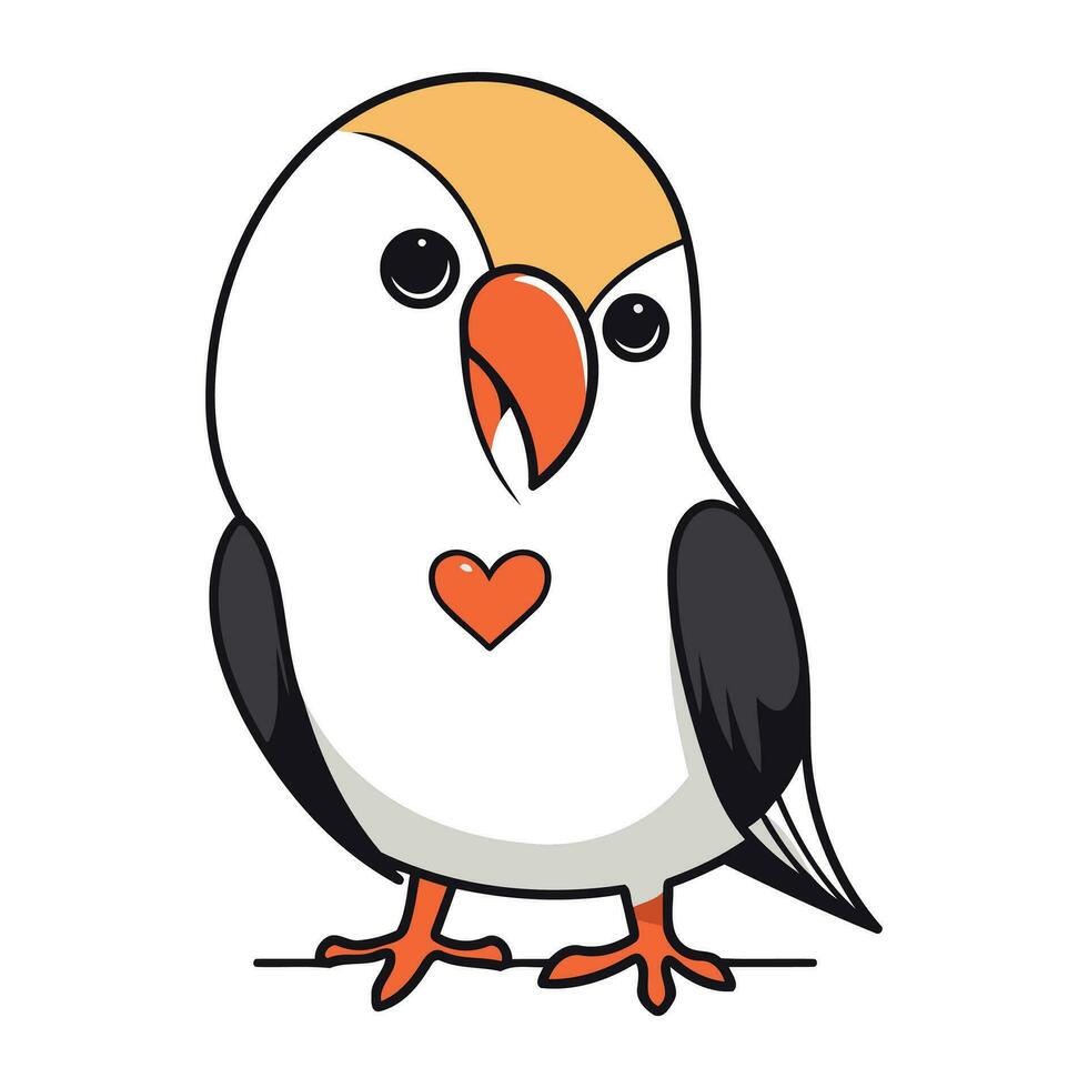 carino cartone animato pappagallo isolato su bianca sfondo. vettore illustrazione.