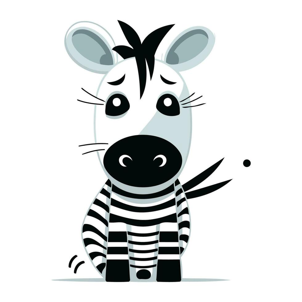 divertente zebra isolato su bianca sfondo. carino cartone animato animale. vettore illustrazione.