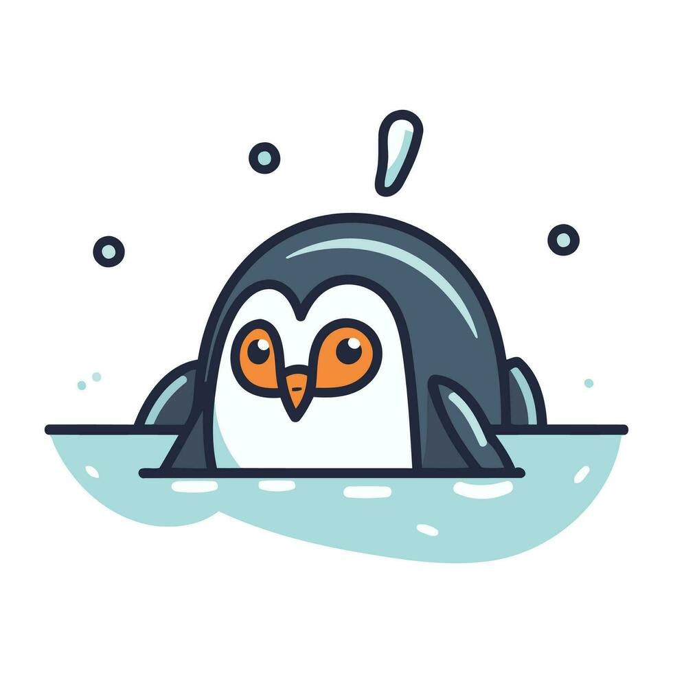 carino pinguino cartone animato vettore illustrazione. carino cartone animato pinguino icona.