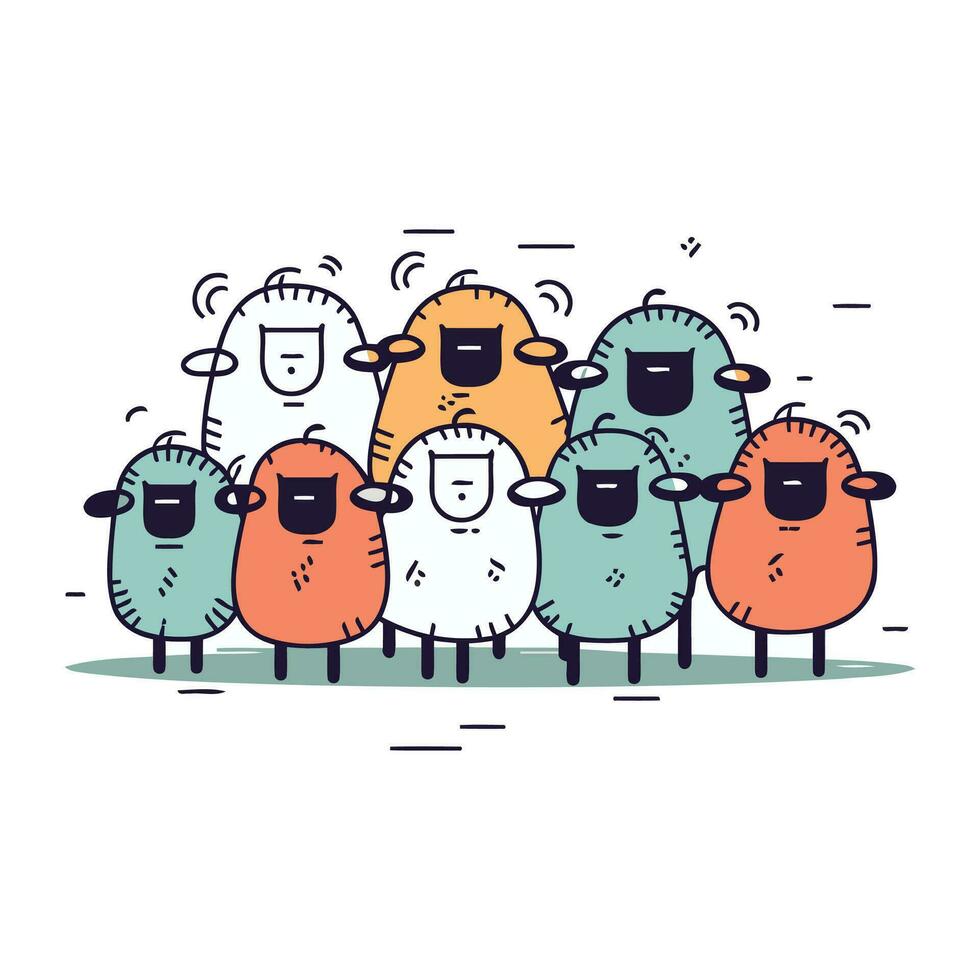 divertente cartone animato pecore. vettore illustrazione di un' gruppo di pecore.