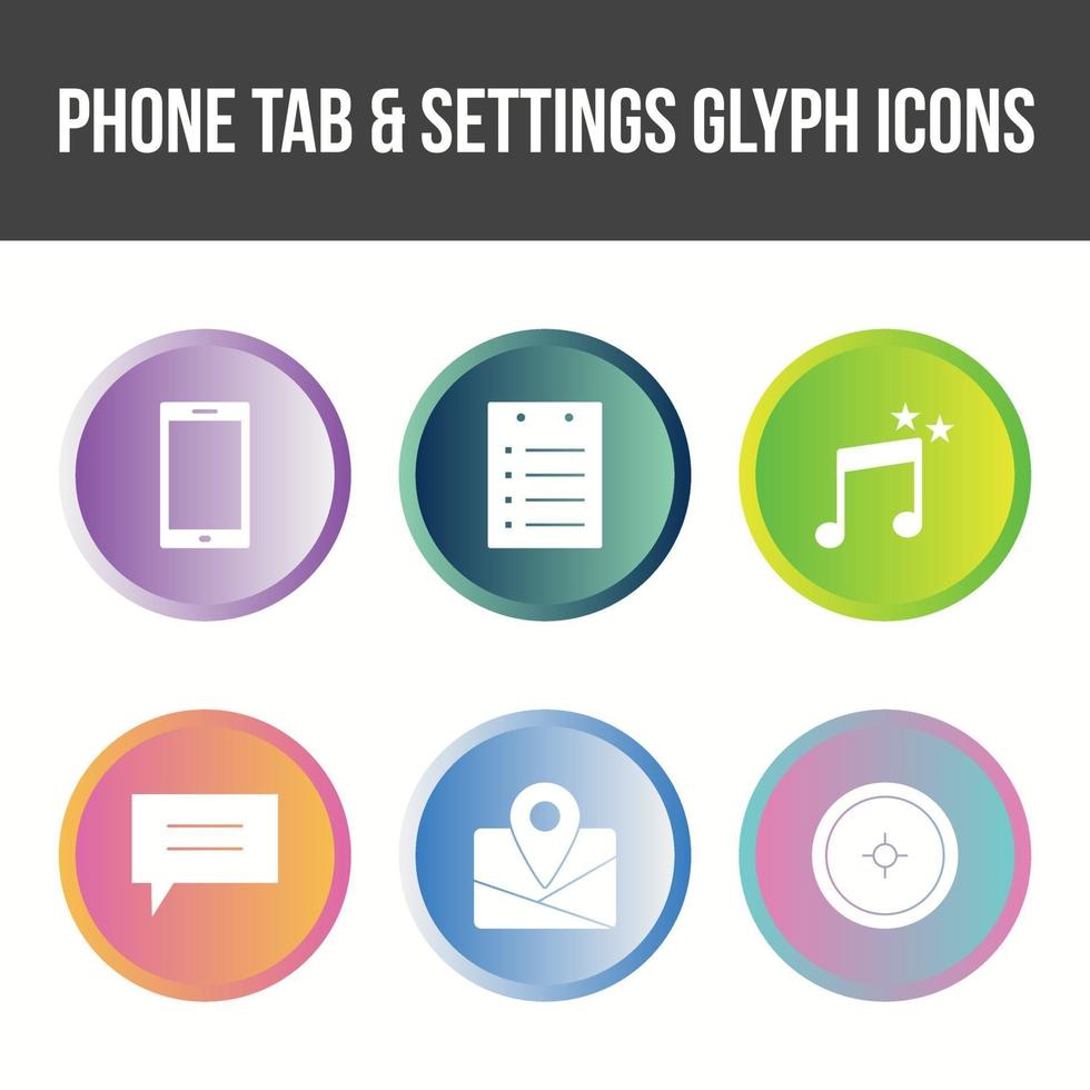 scheda telefono e set di icone vettoriali impostazioni settings