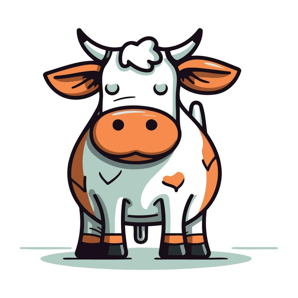 cartone animato mucca vettore illustrazione. carino azienda agricola animale isolato su bianca sfondo.