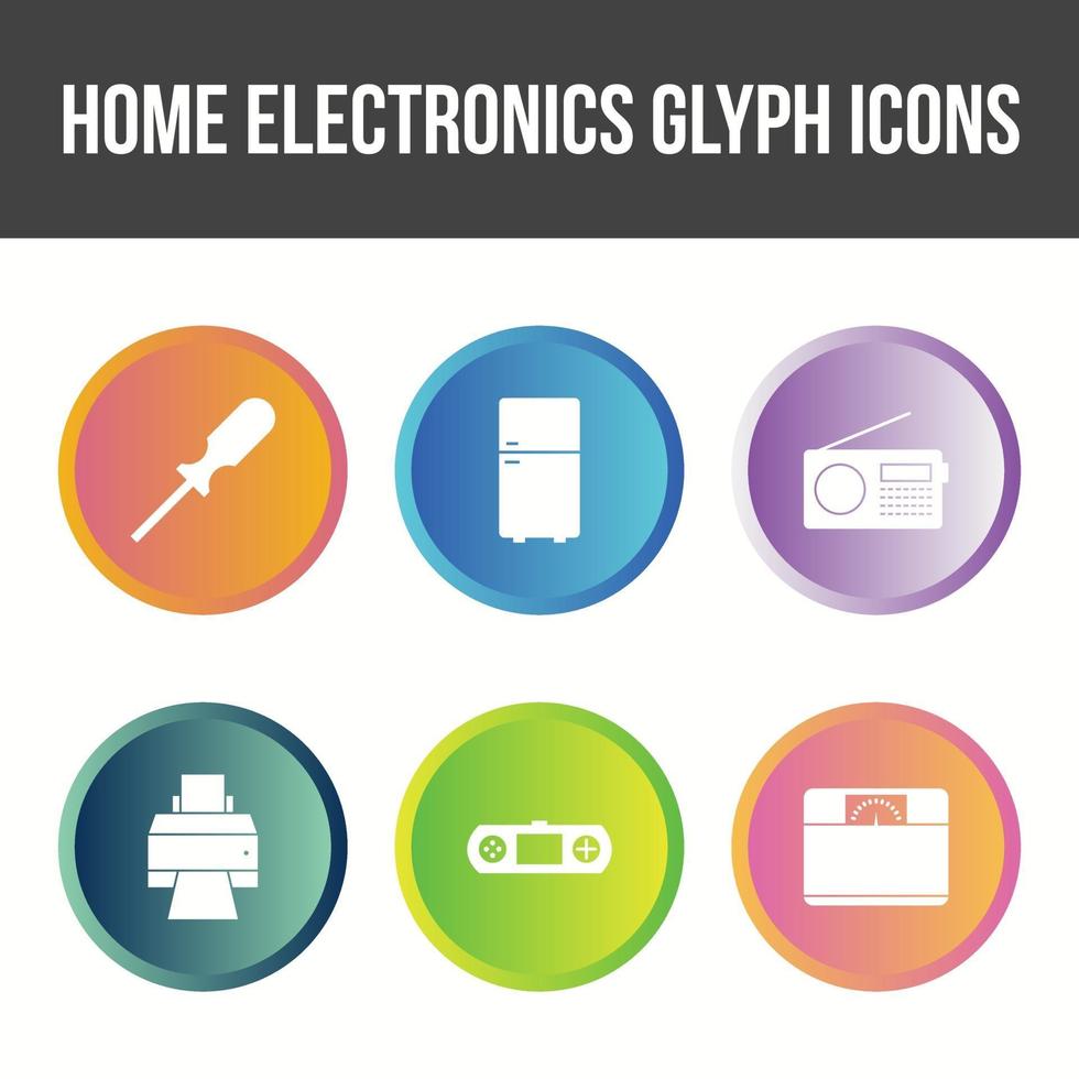 set di icone di glifi elettronici per la casa unici vettore