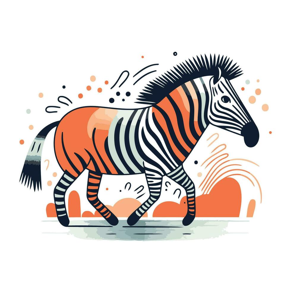 zebra vettore illustrazione. carino zebra nel cartone animato stile.