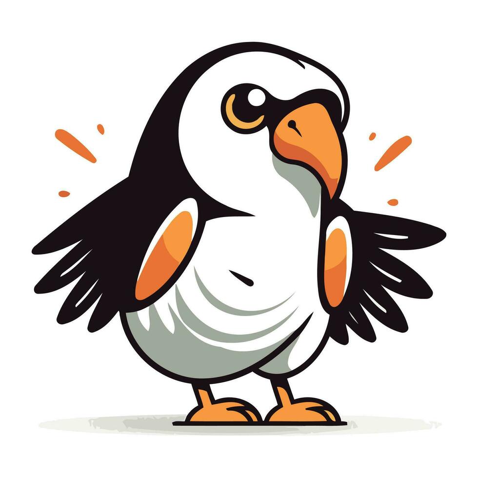 cartone animato illustrazione di un' carino nero e bianca pappagallo uccello. vettore