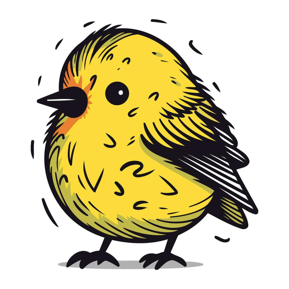carino poco giallo uccello isolato su bianca sfondo. vettore illustrazione.