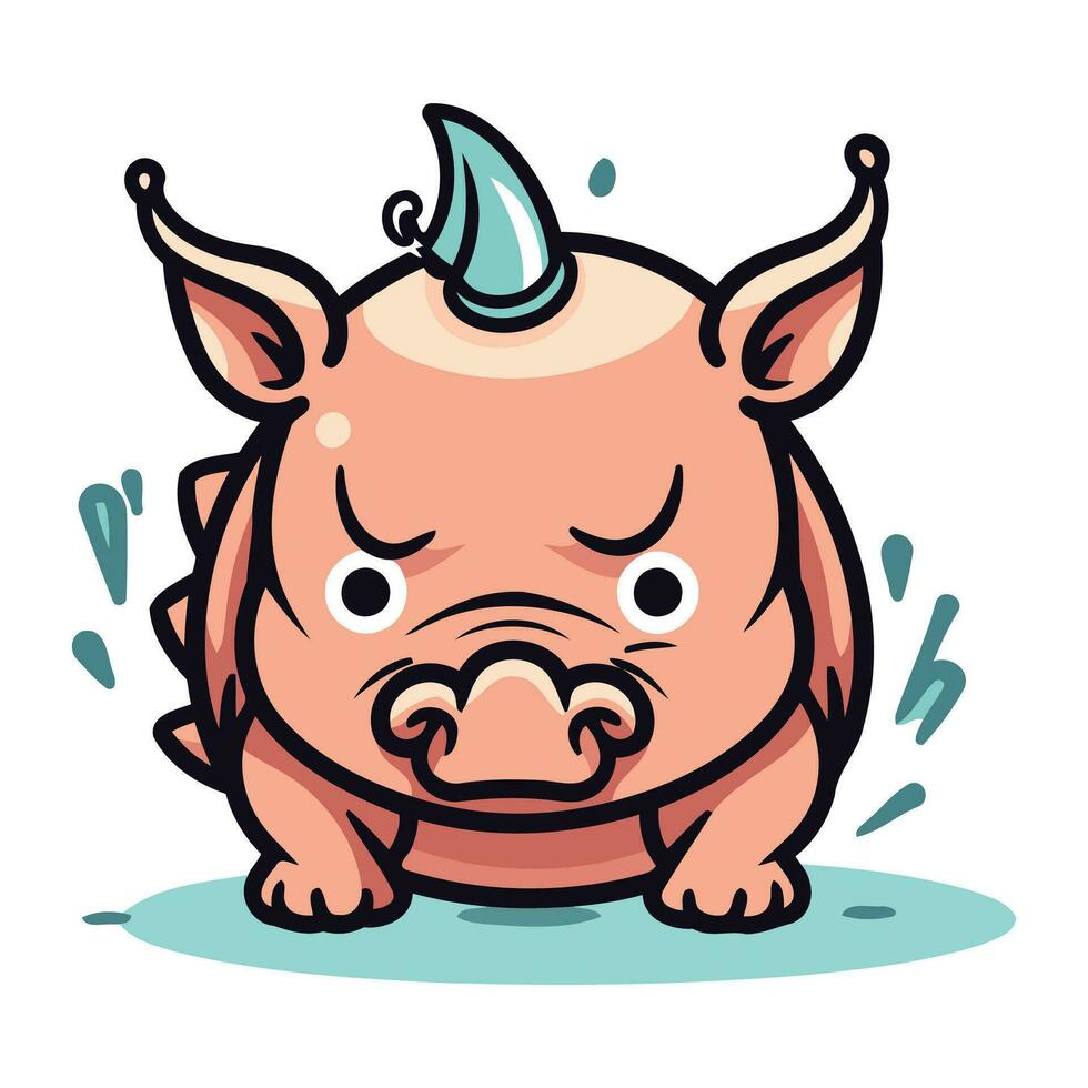 cartone animato rinoceronte con pianto viso. vettore illustrazione.