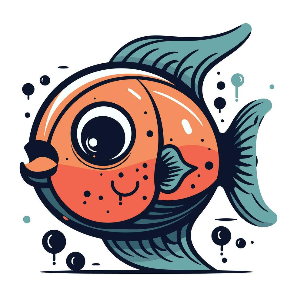 vettore illustrazione di un' carino cartone animato pesce. isolato su bianca sfondo.