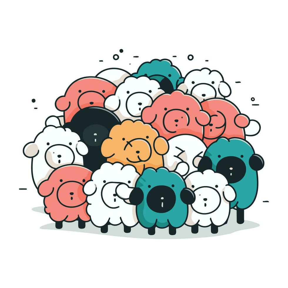 cartone animato divertente pecore. vettore illustrazione di carino cartone animato pecore.