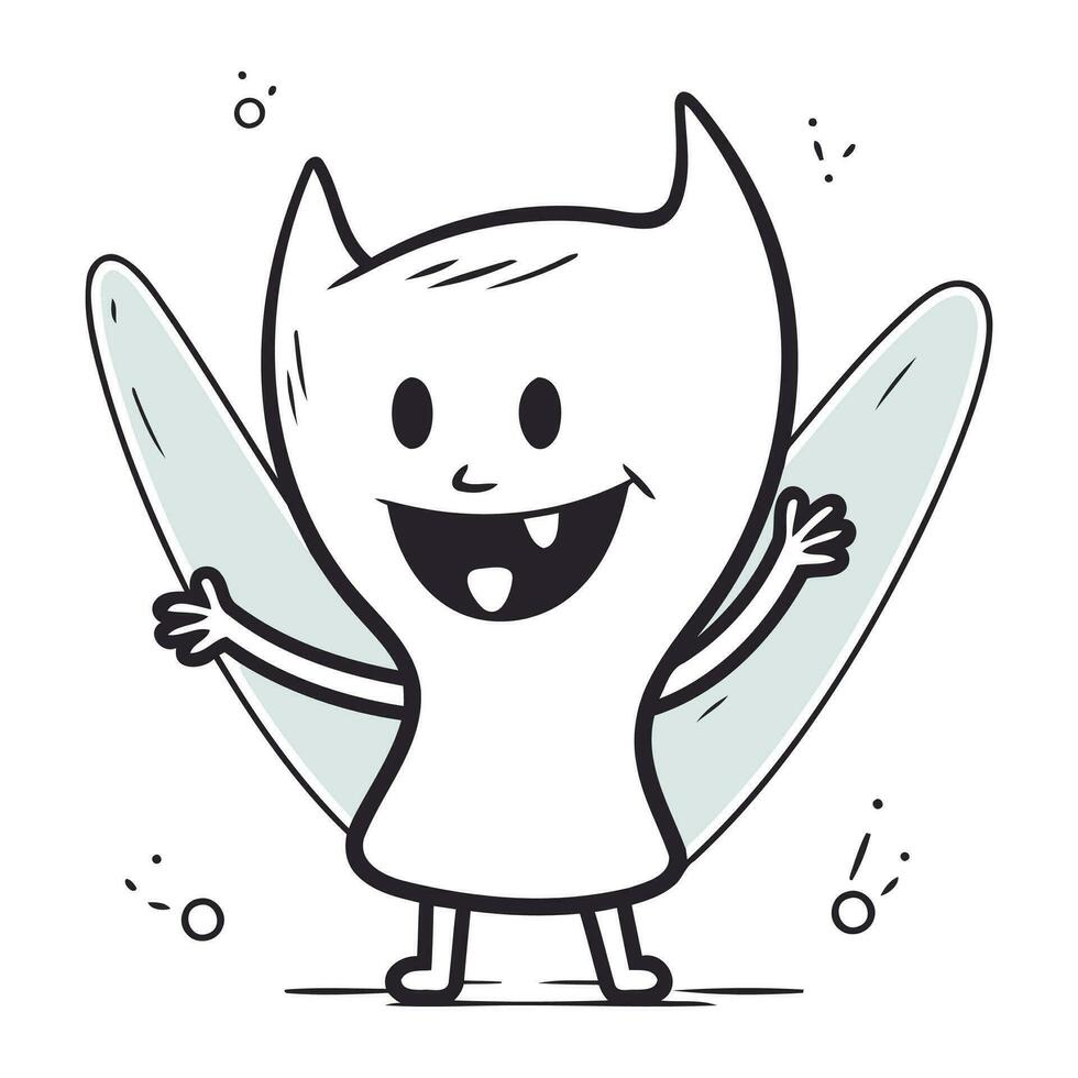 vettore illustrazione di un' carino cartone animato gatto con tavola da surf su bianca sfondo.