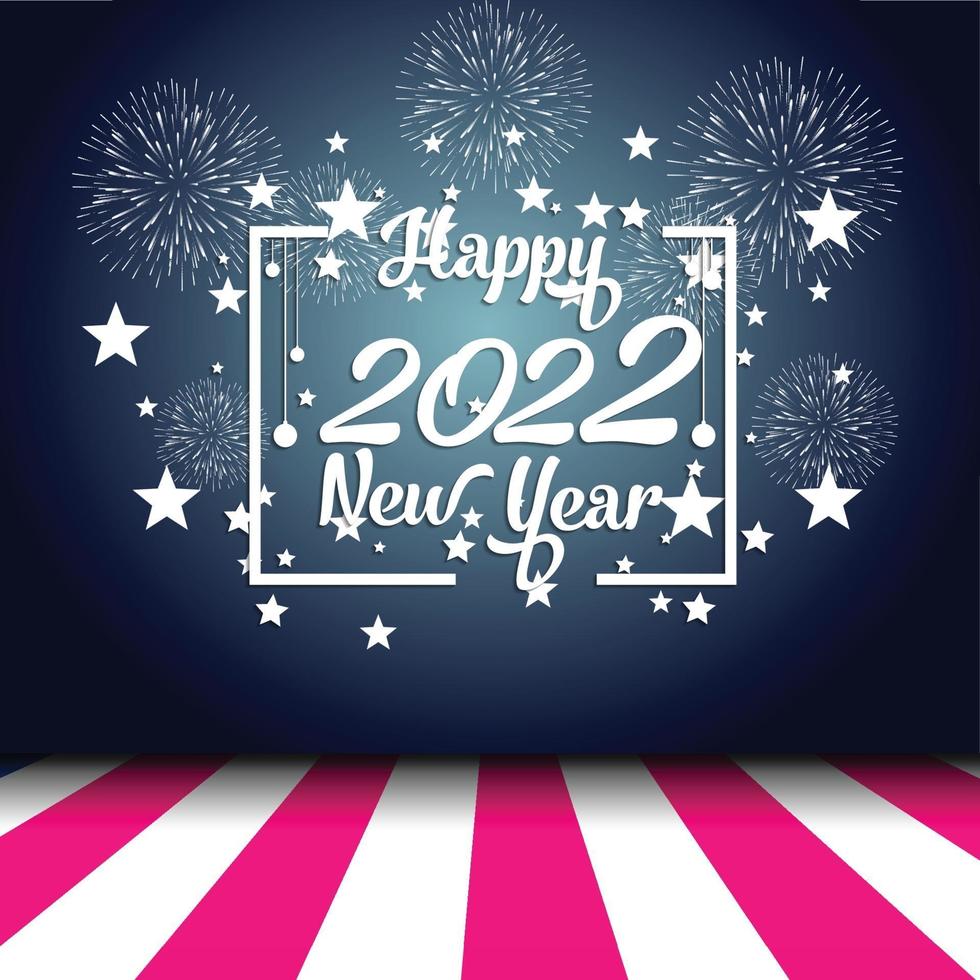 felice anno nuovo 2022 con sfondi di fuochi d'artificio vettore