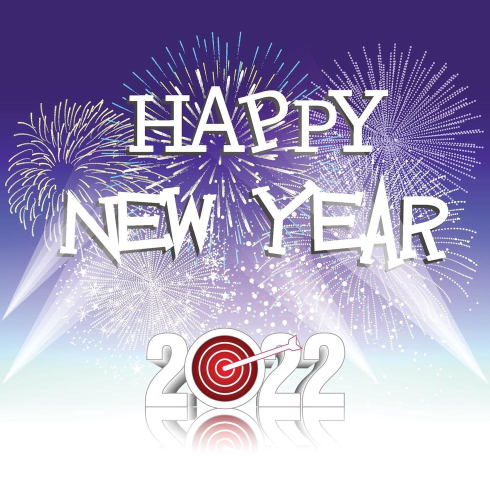 felice anno nuovo 2022 con fuochi d'artificio che esplodono vettore
