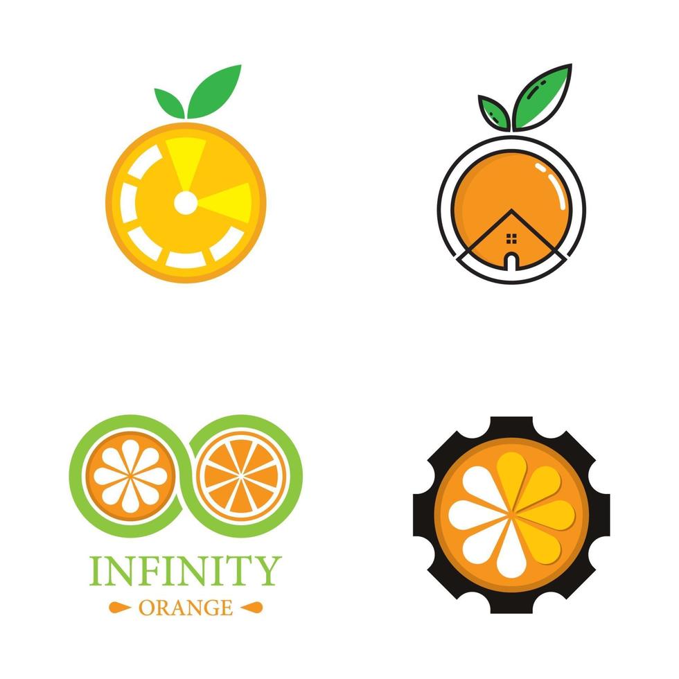 set di icone con logo vettoriale arancione