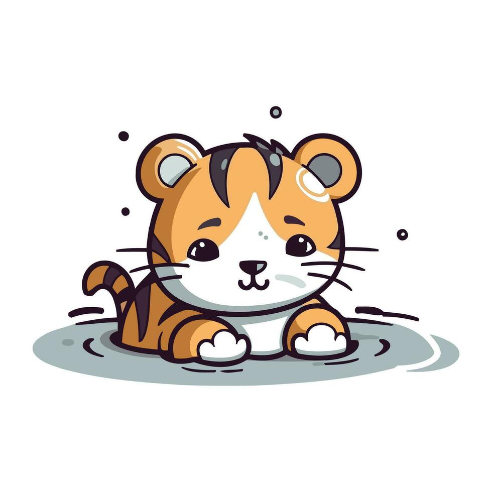 carino cartone animato tigre su un' bianca sfondo. vettore illustrazione per il tuo design