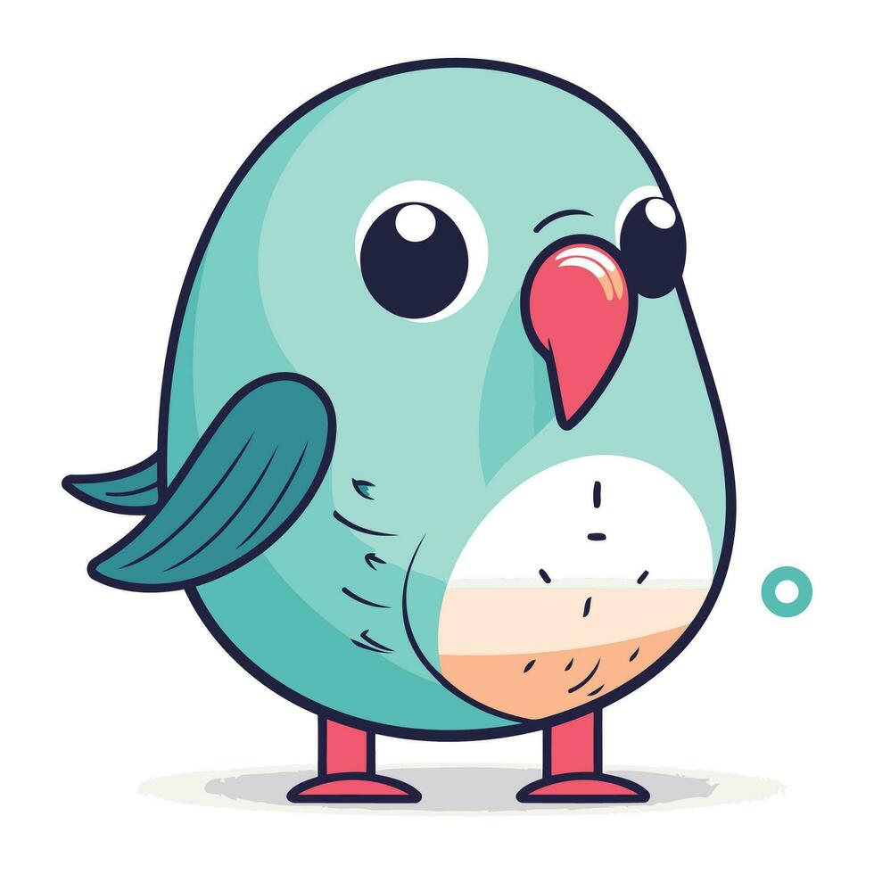 carino blu uccello con divertente viso. vettore illustrazione nel cartone animato stile.