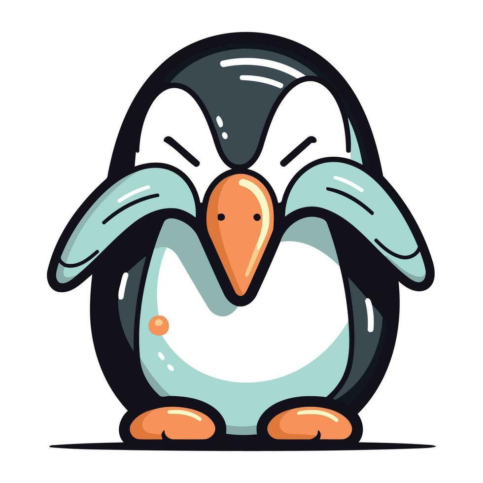 pinguino cartone animato vettore illustrazione. carino pinguino icona.