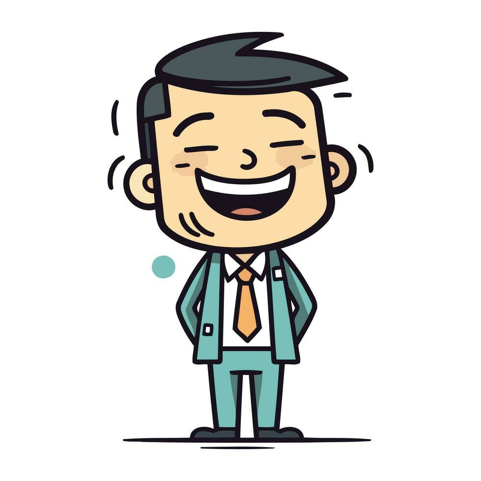 vettore illustrazione di un' contento uomo d'affari cartone animato personaggio nel piatto design stile.