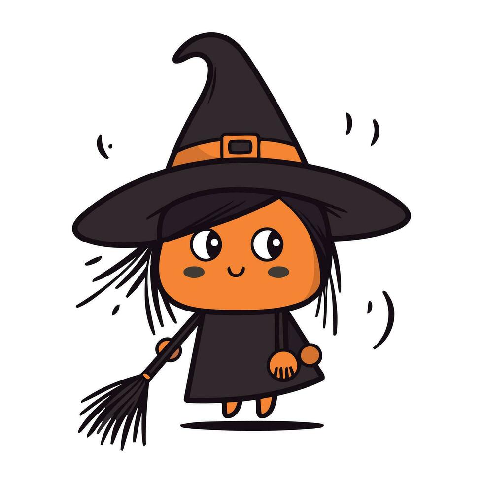 carino cartone animato strega personaggio nel Halloween costume. vettore illustrazione.