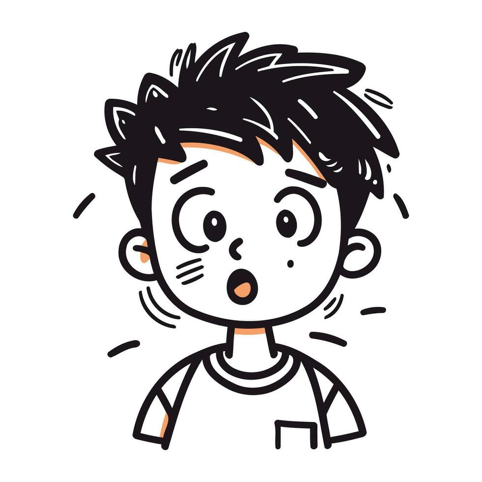 illustrazione di un' ragazzo con un' sorpreso espressione. vettore illustrazione.