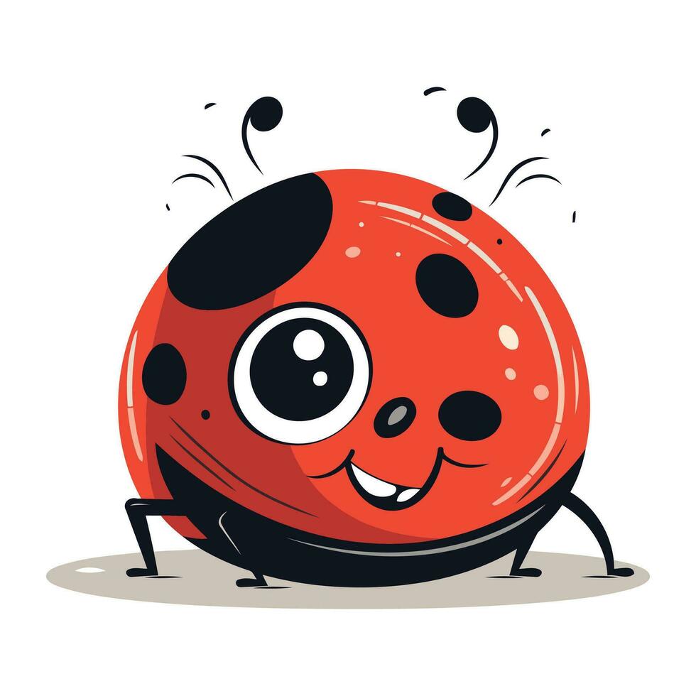 carino cartone animato coccinella. isolato su bianca sfondo. vettore illustrazione.