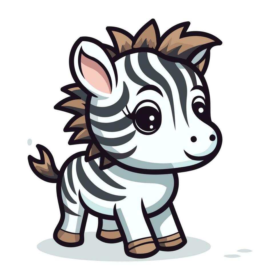 carino cartone animato zebra isolato su bianca sfondo. vettore illustrazione.