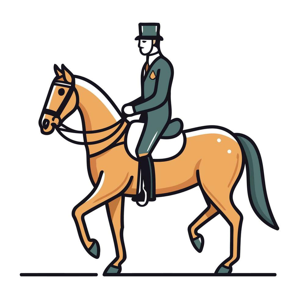 cavaliere equitazione su galoppo. vettore illustrazione nel piatto stile