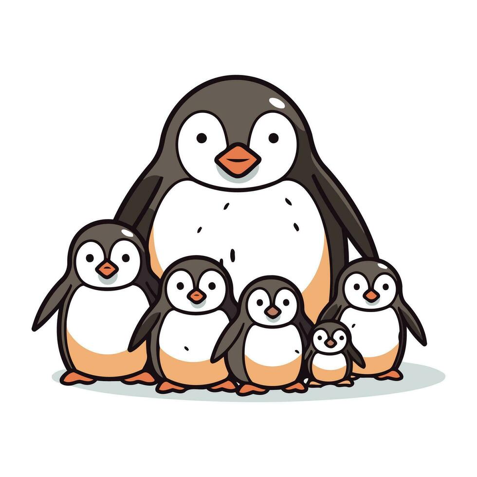 pinguino famiglia. carino cartone animato carattere. vettore illustrazione.